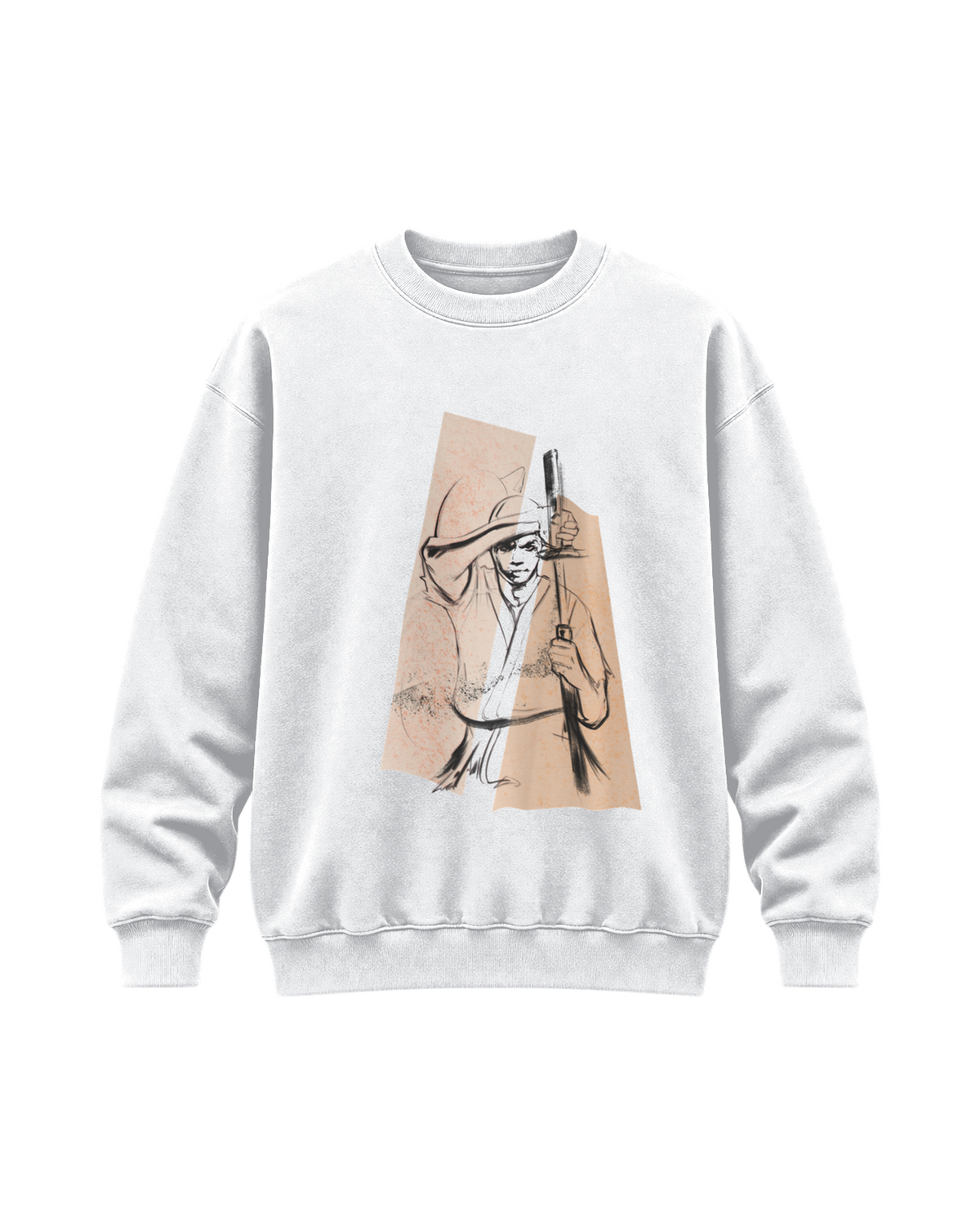 White “Draw” crewneck sweatshirt, transparent product image