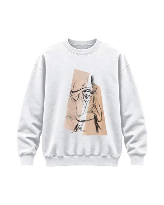 White “Draw” crewneck sweatshirt, transparent product image